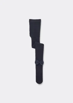 Collant en coton côtelé avec nœud pour fille