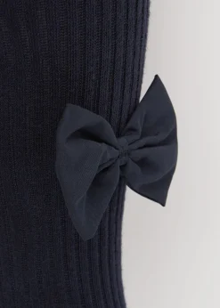 Collant en coton côtelé avec nœud pour fille