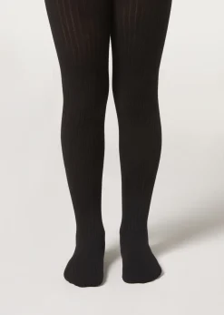 Collant en Coton Côtelé pour Fille