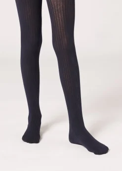 Collant en Coton Côtelé pour Fille