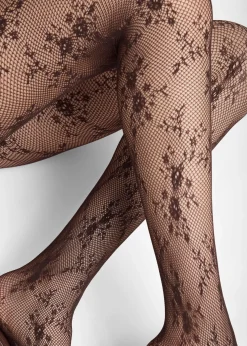 Collant en dentelle florale