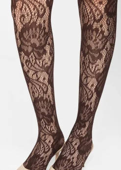 Collant en résille fleurie