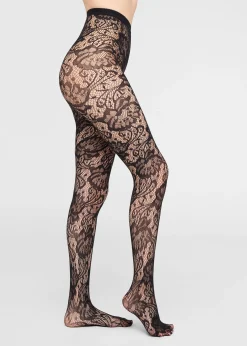 Collant en résille fleurie