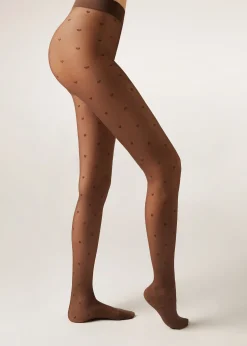 Collant Transparent 30 Deniers à motifs Petits Coeurs