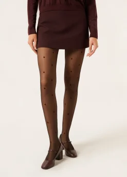 Collant Voile Cœurs Floqués Allover