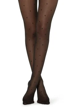 Collant Voile 30 Deniers à Motifs Pois
