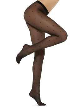 Collant Voile 30 Deniers à Motifs Pois