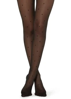 Collant Voile 30 Deniers à Motifs Pois