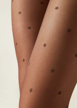Collant Voile 30 Deniers à Motifs Pois