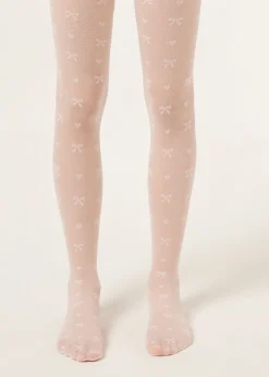 Collant voile à nœuds pour fille