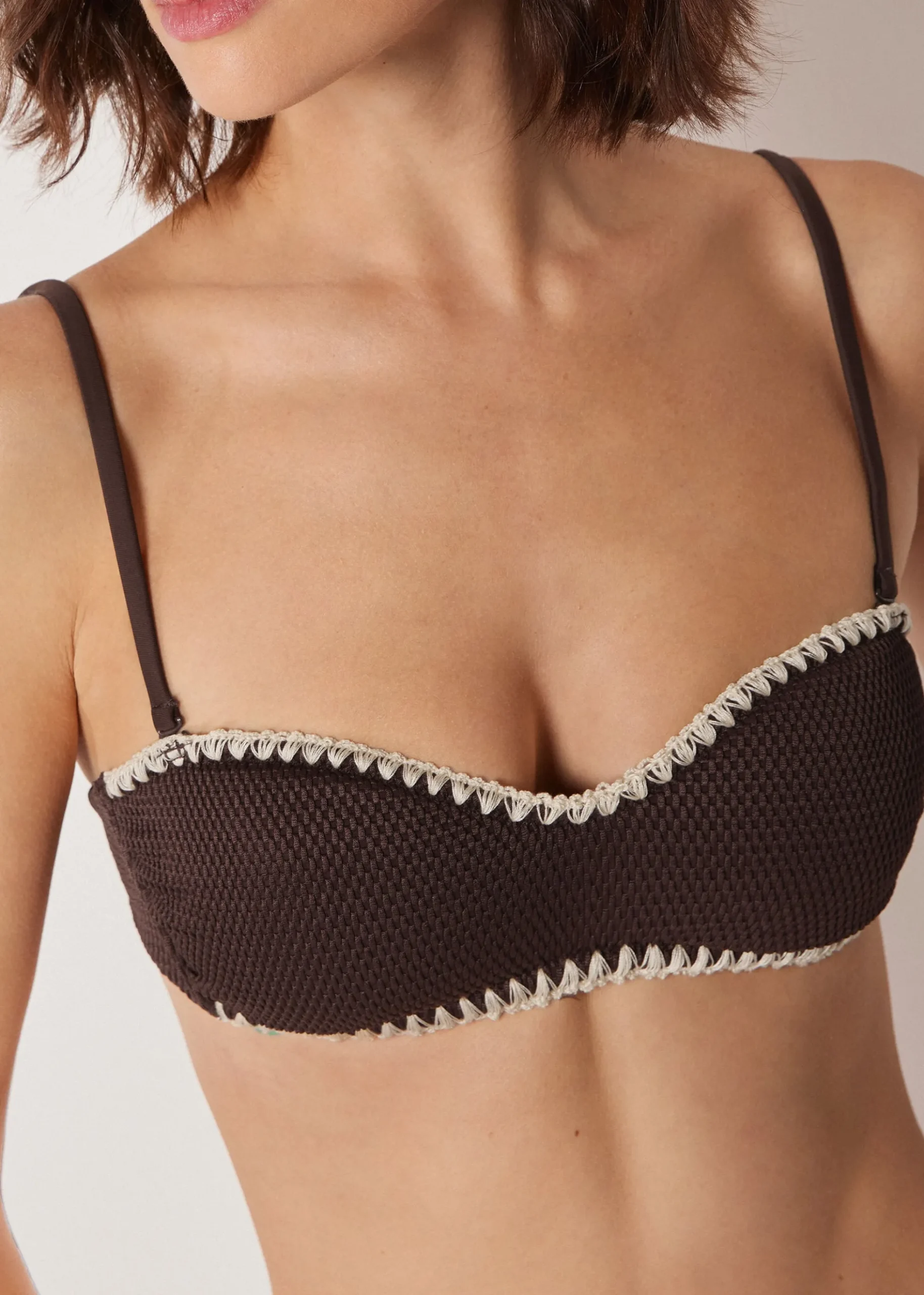 Haut de maillot bandeau Bicolor Embroidery
