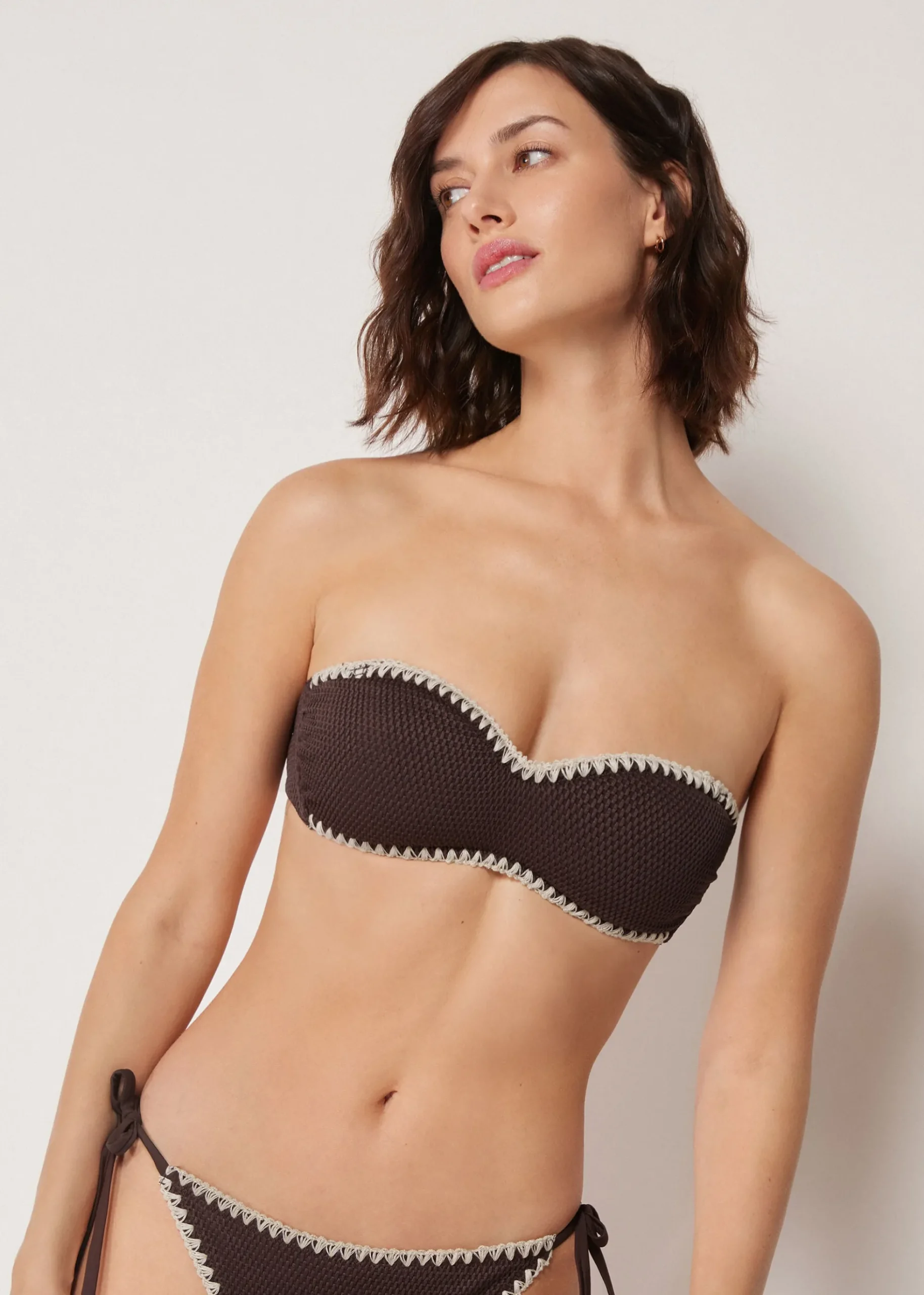 Haut de maillot bandeau Bicolor Embroidery