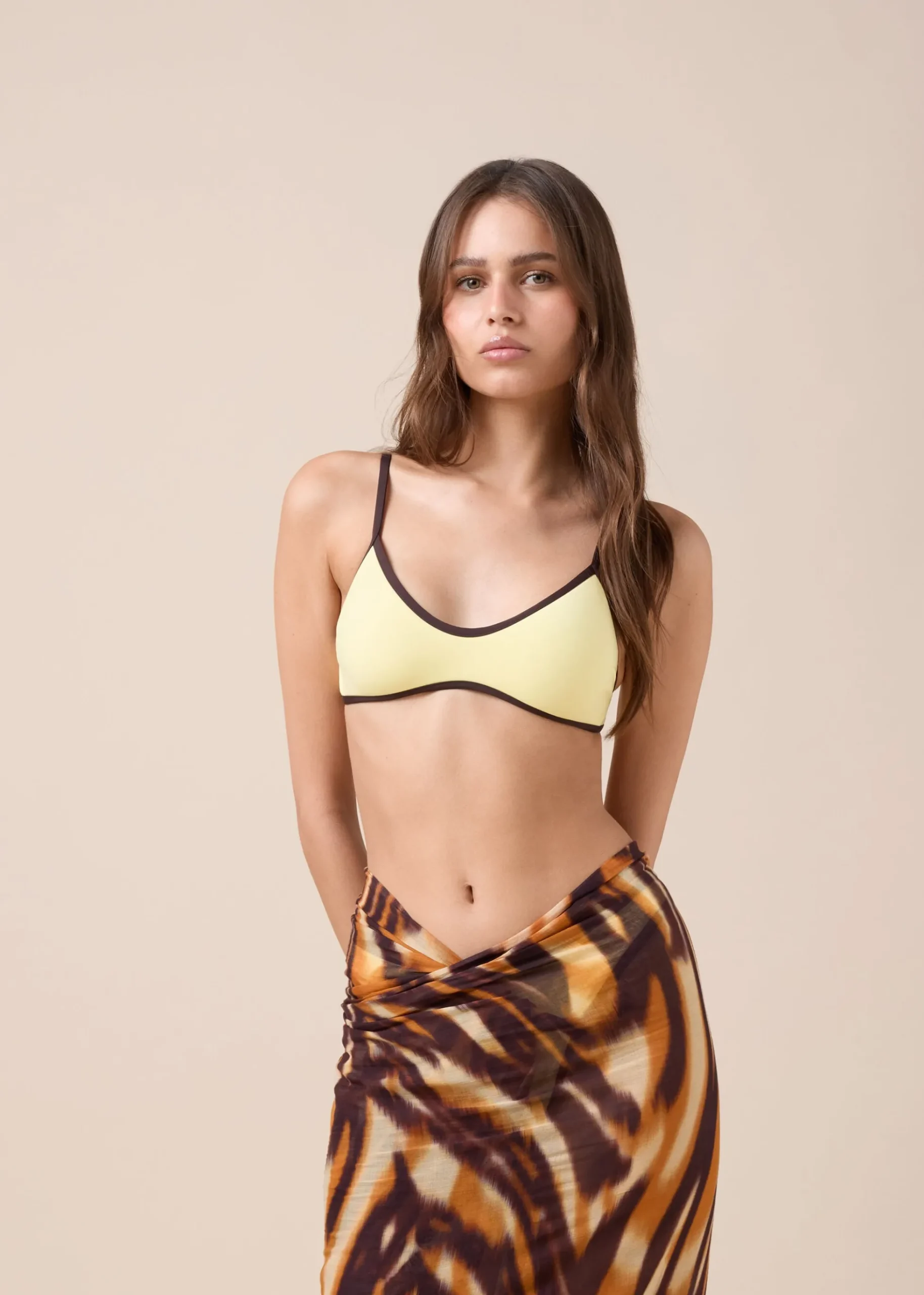 Haut de maillot brassière Bicolor Piping