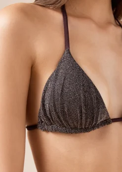 Haut de maillot triangle Brown Glitter