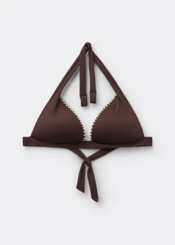 Haut de maillot triangle rembourré Bicolor Embroidery