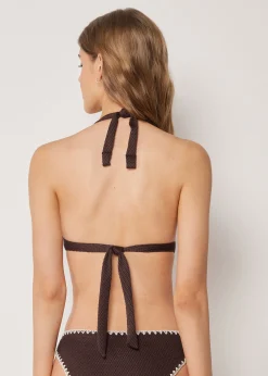 Haut de maillot triangle rembourré Bicolor Embroidery