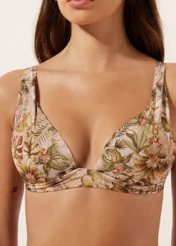 Haut de Maillot Triangle Rembourré Feuillage Tropical