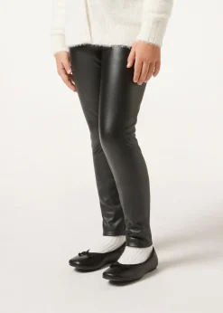 Legging thermique effet cuir fille