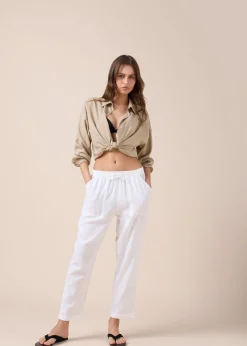 Pantalon en lin et viscose