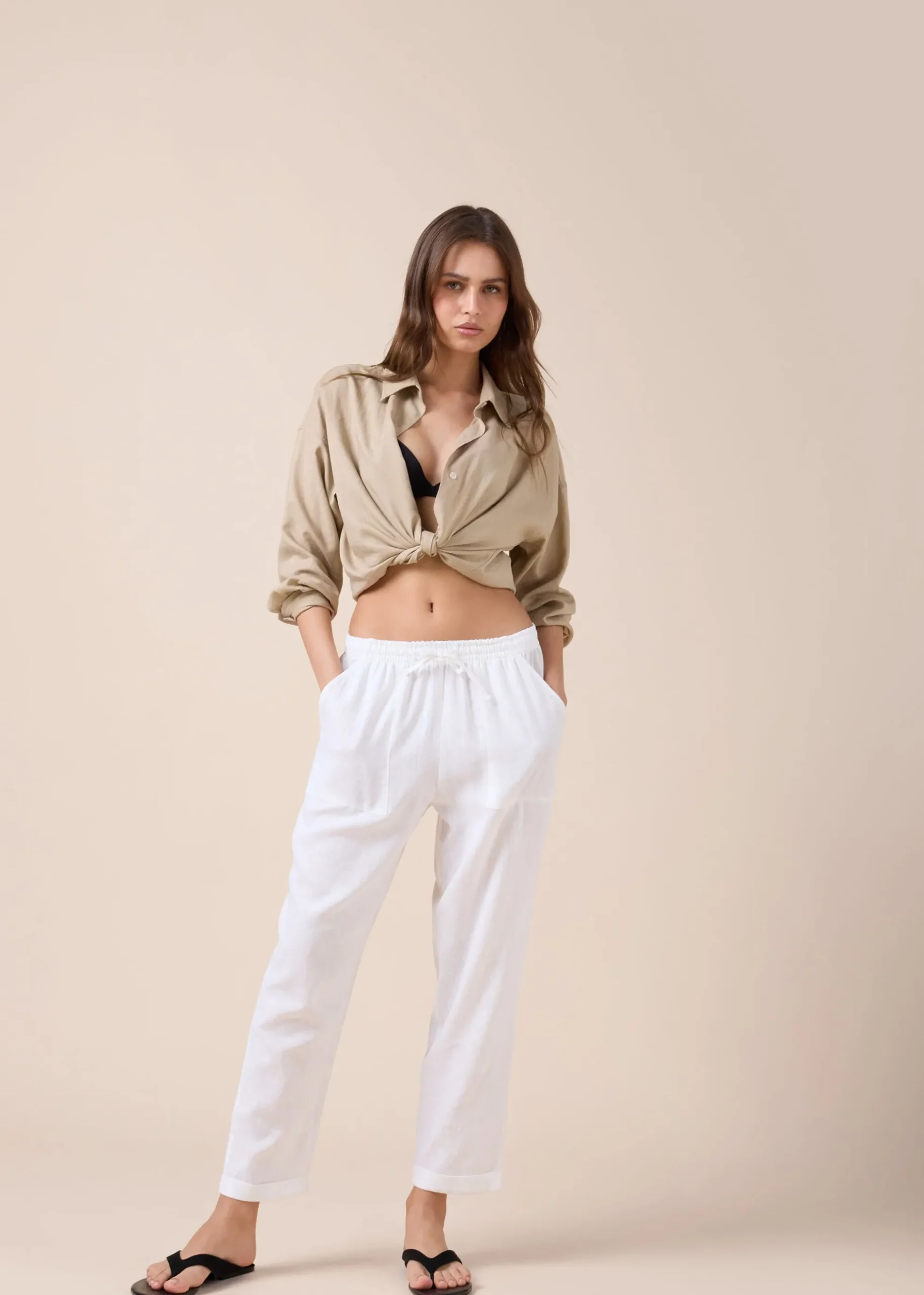 Pantalon en lin et viscose
