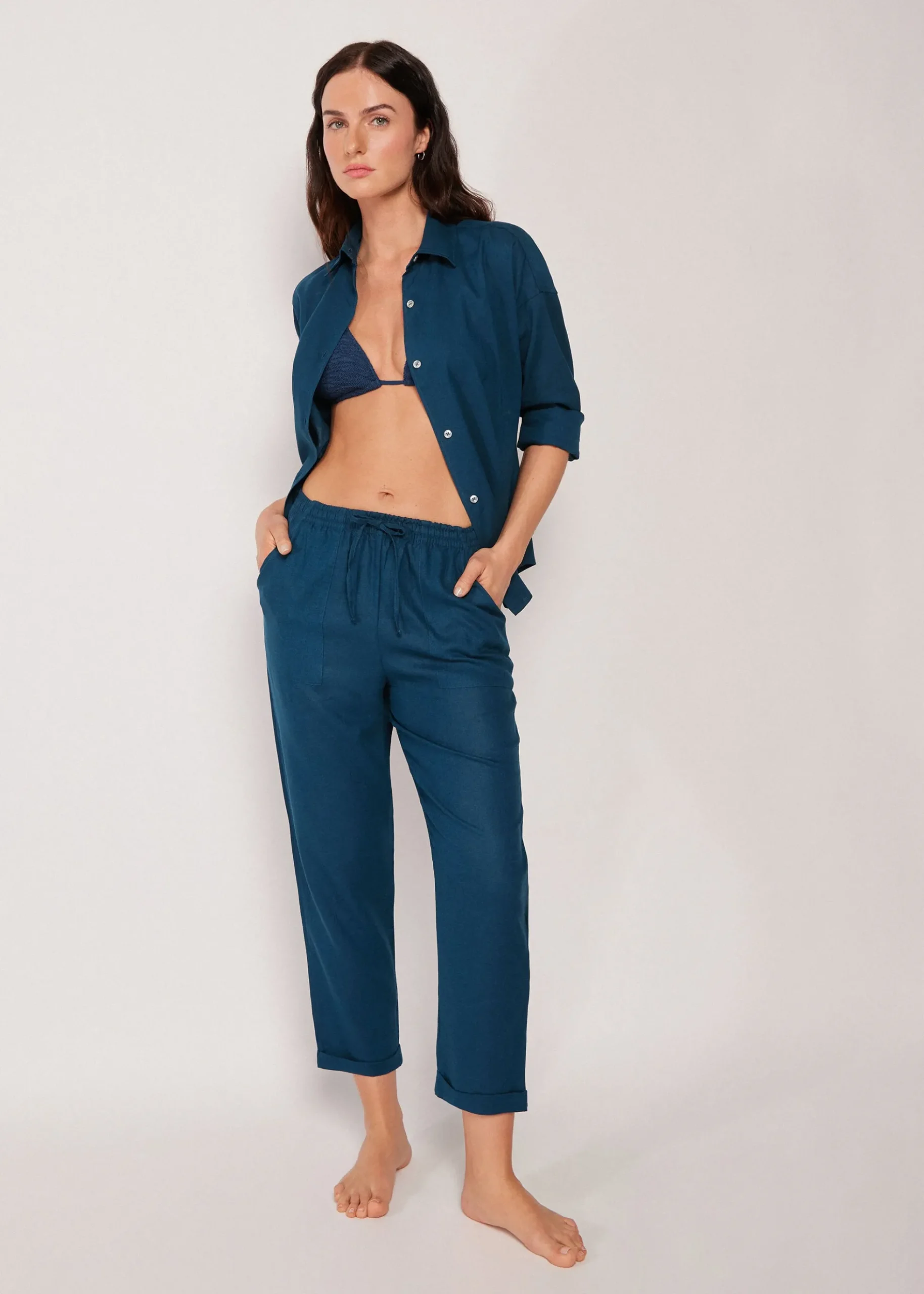Pantalon en lin et viscose