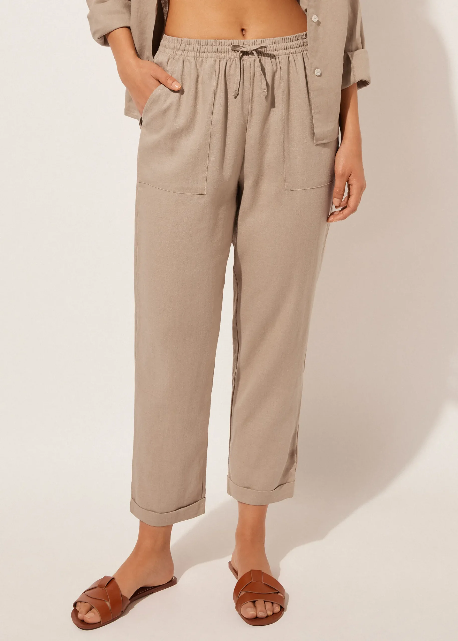 Pantalon en lin et viscose